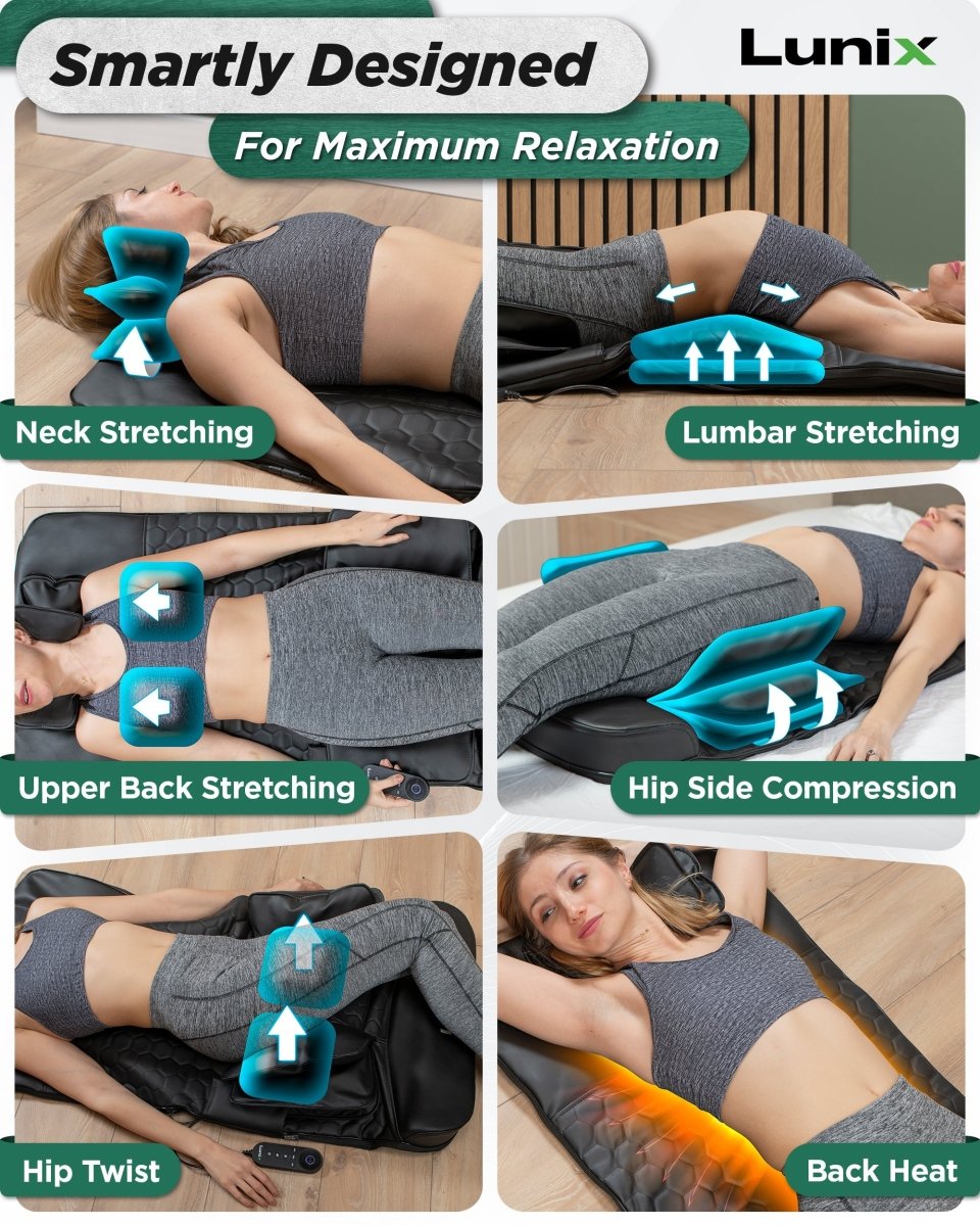 Stretching Mat Massager Charcoal Black | Lunix - Massage Mat - Lunix