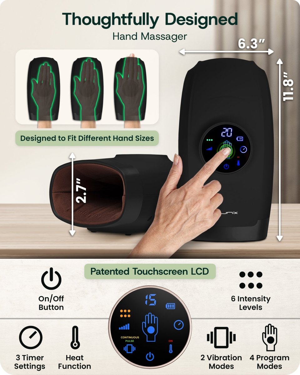 Touchscreen Hand Massager Charcoal Black | Lunix - Hand Massager - Lunix