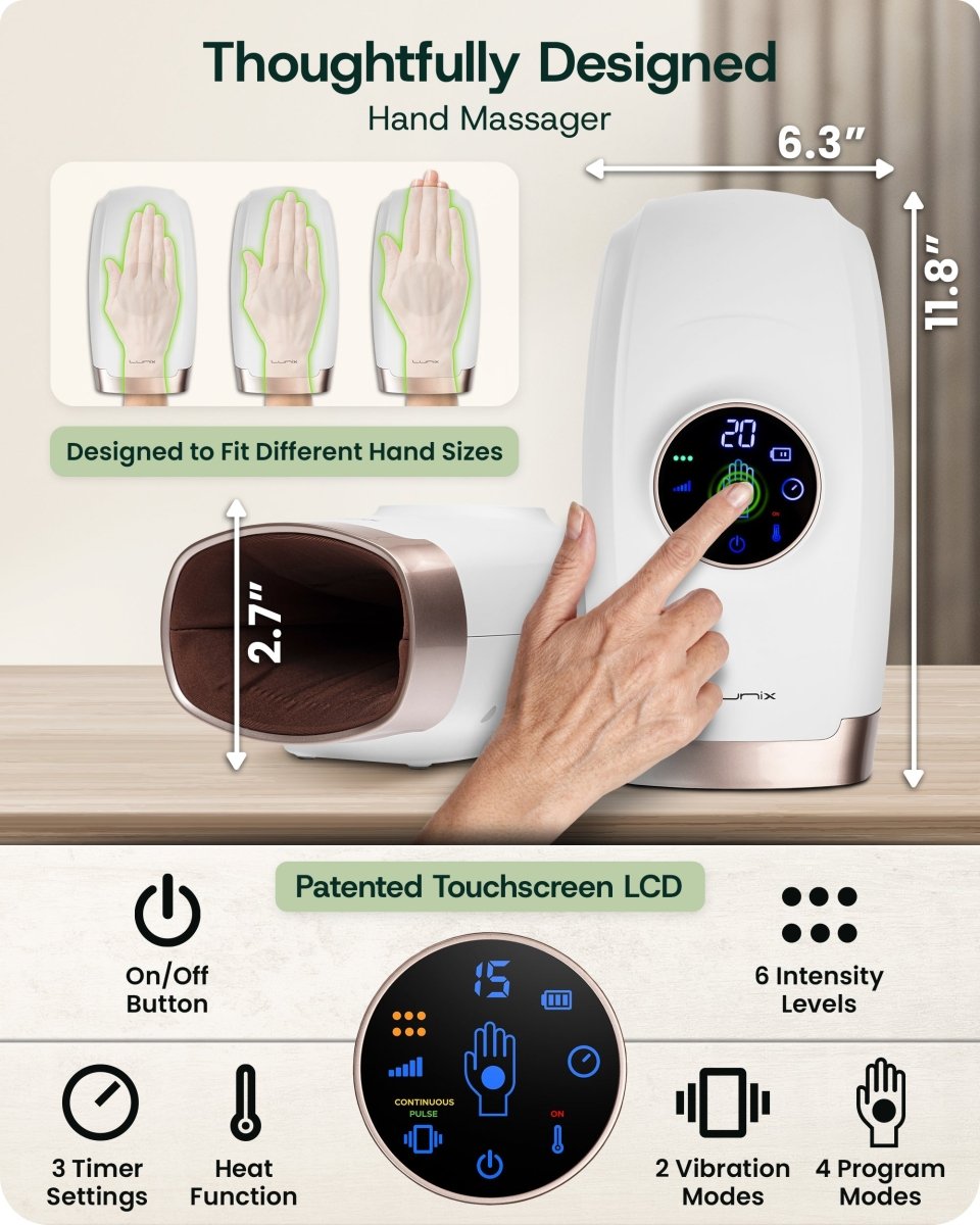 Touchscreen Hand Massager Lunar White | Lunix - Hand Massager - Lunix