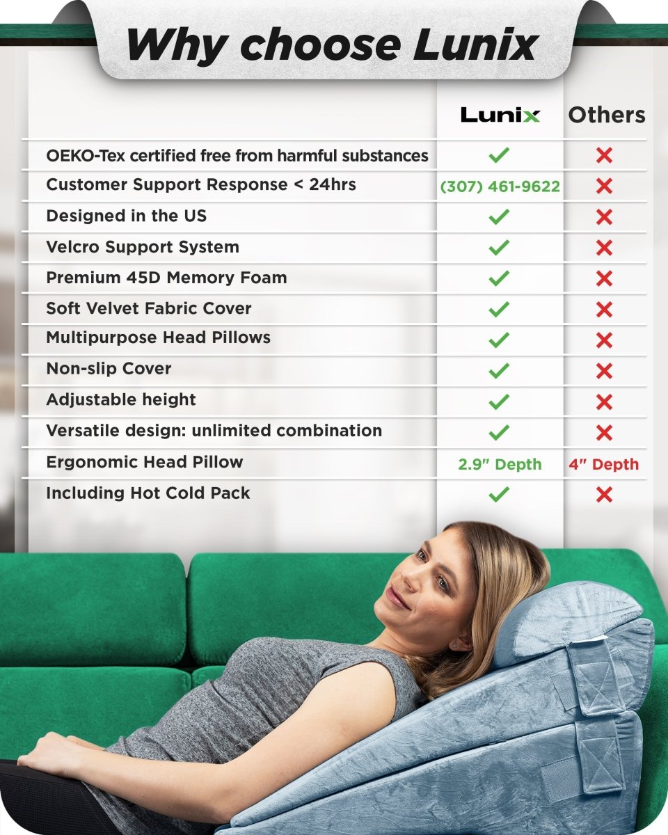 Wedge Pillow Set Cloud Gray | Lunix - Wedge Pillow Set - Lunix
