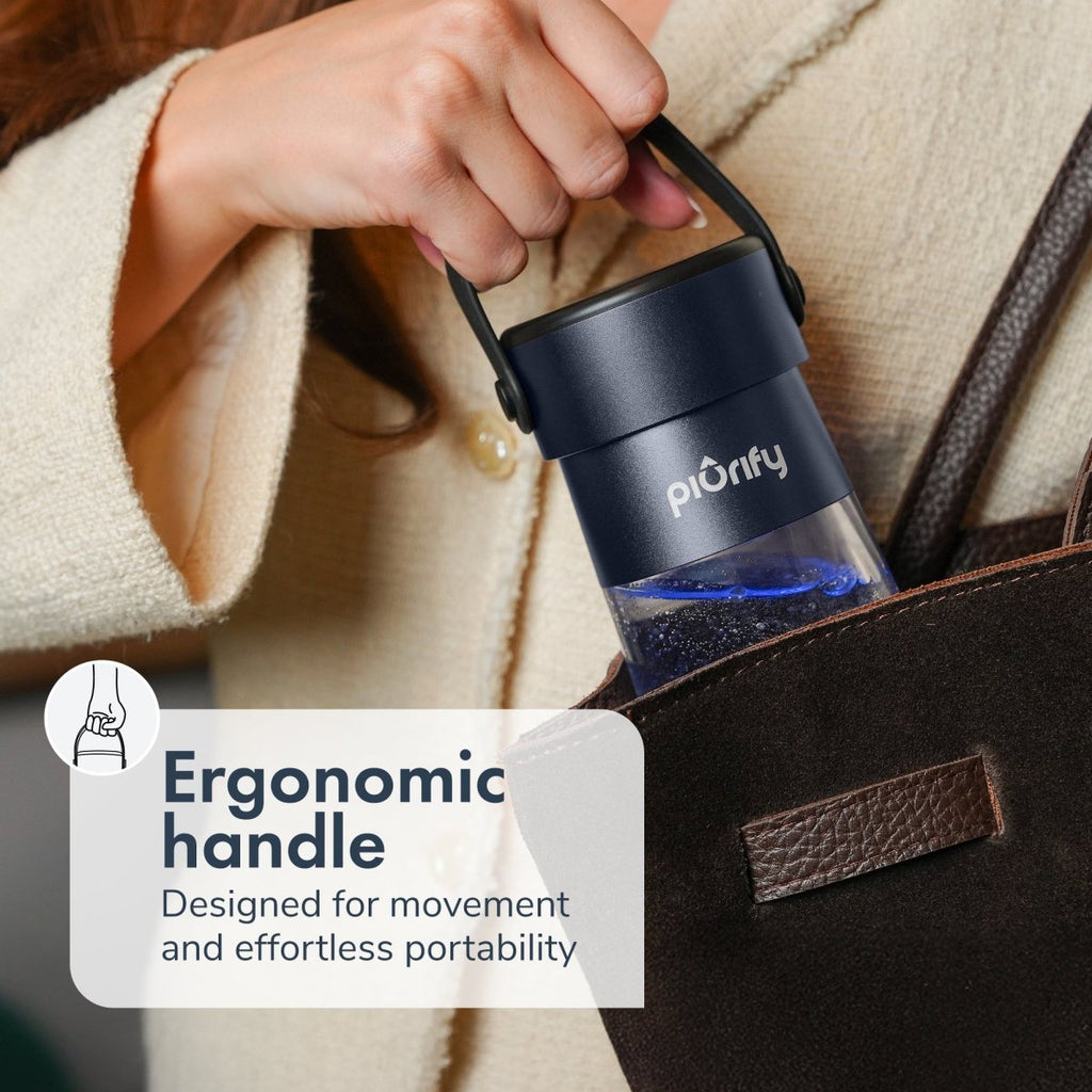 Hydrogenator® Bottle with Handle - Dark Blue - Hydrogen Water Bottle - Piurify