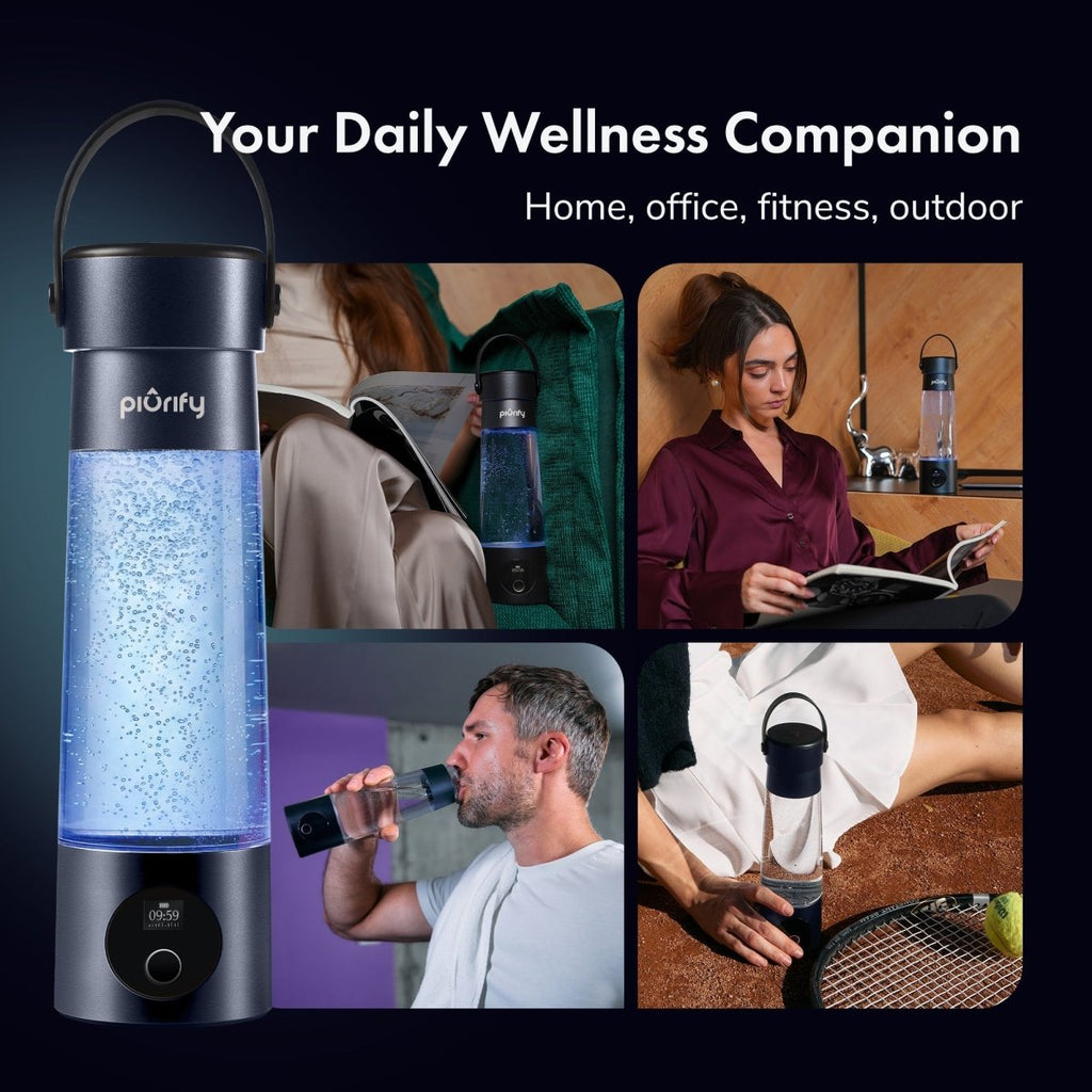 Hydrogenator® Bottle with Handle - Dark Blue - Hydrogen Water Bottle - Piurify
