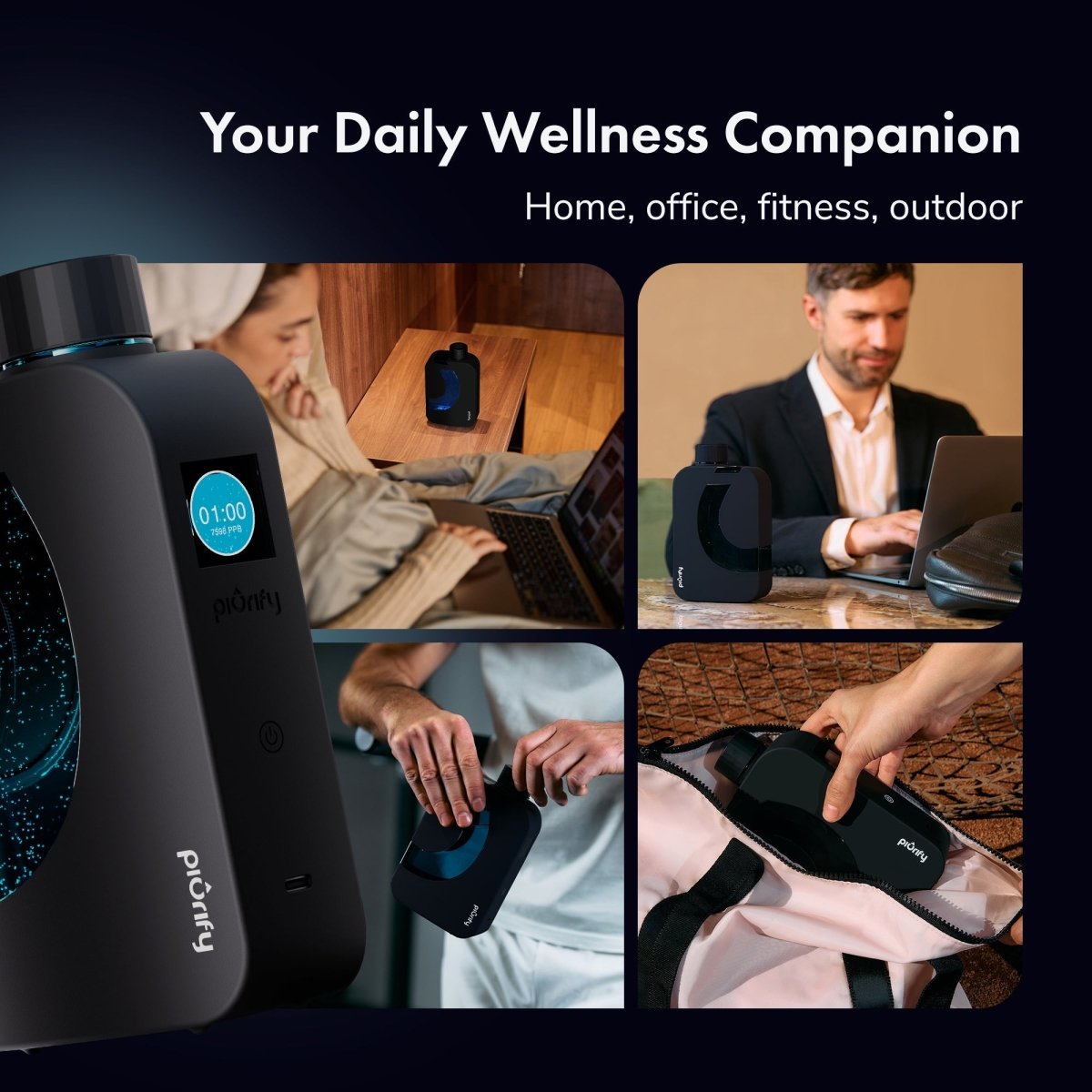 Hydrogenator® Hydrogen Flask - Black - Hydrogen Water Bottle - Piurify