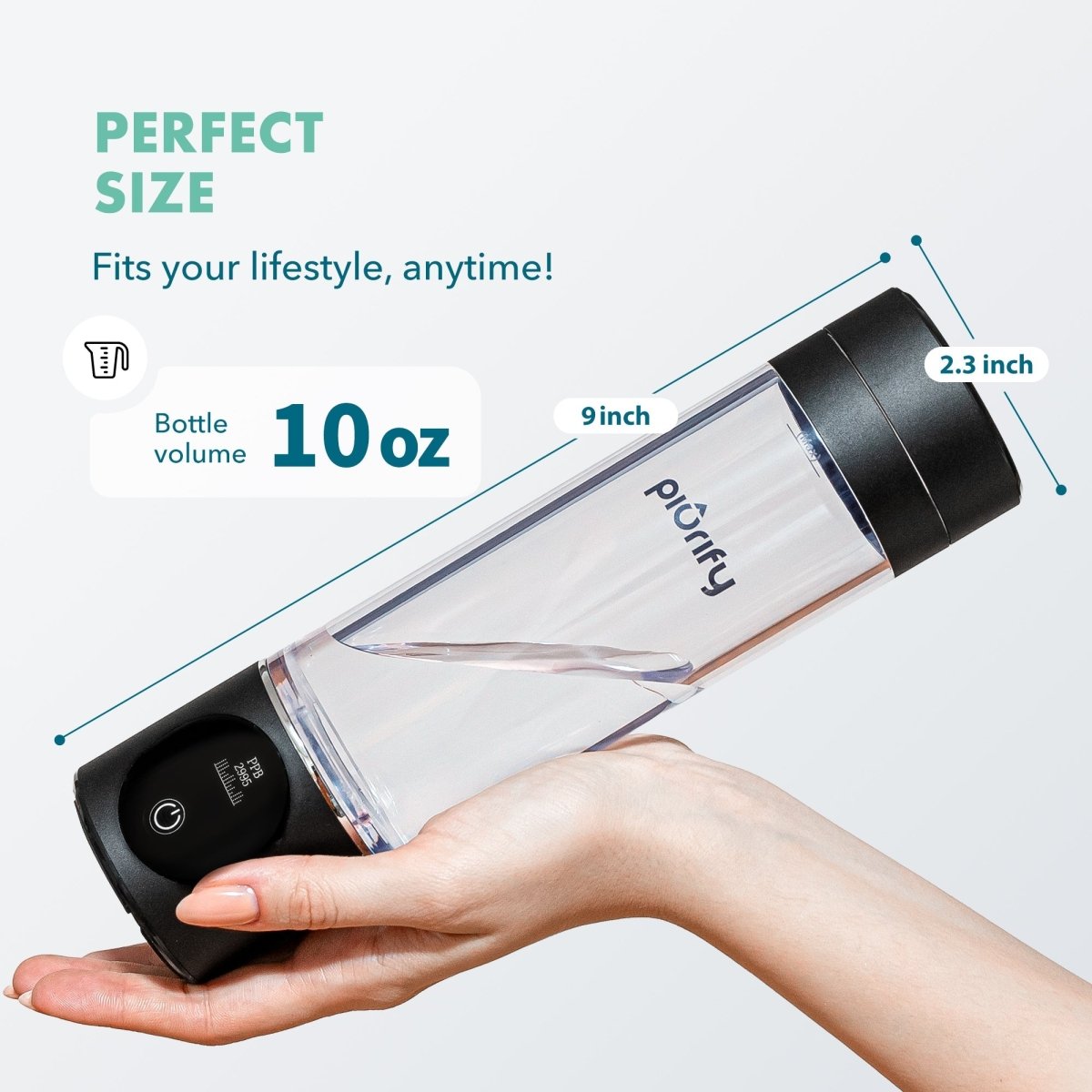 PIURIFY Hydrogenator® Hydrogen Water Bottle - Black - Hydrogen Water Bottle - Piurify