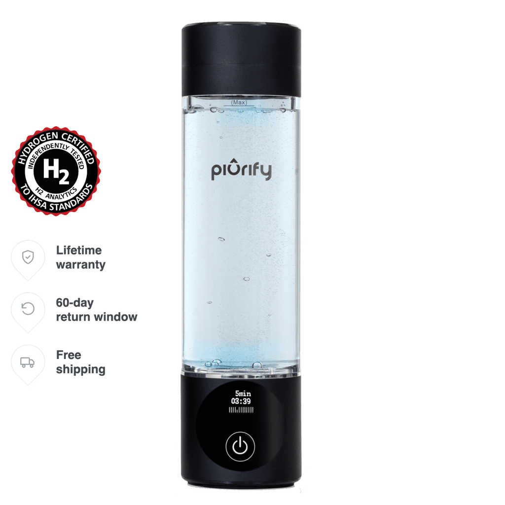 PIURIFY Hydrogenator® Hydrogen Water Bottle - Black - Hydrogen Water Bottle - Piurify