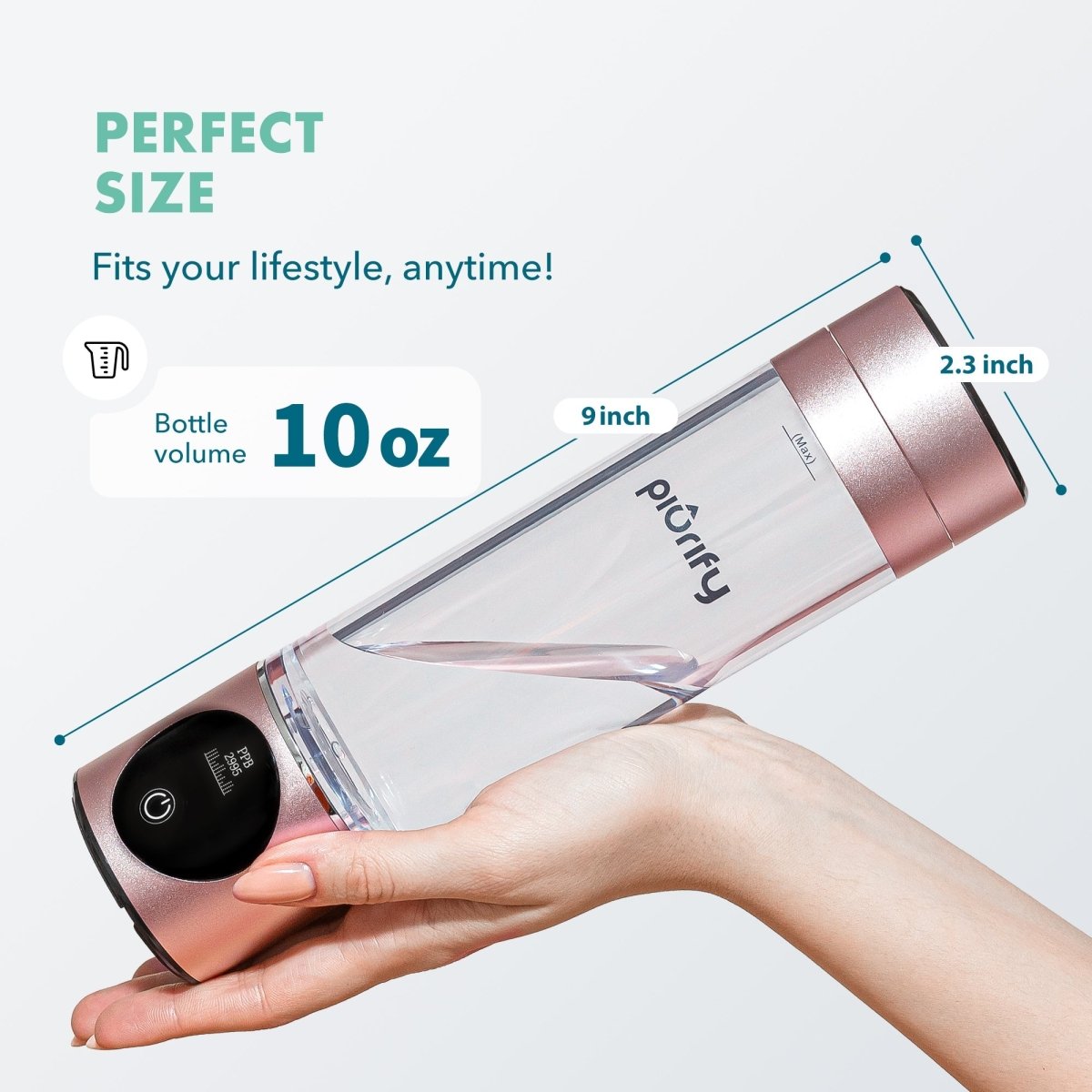 PIURIFY Hydrogenator® Hydrogen Water Bottle - Pink - Hydrogen Water Bottle - Piurify