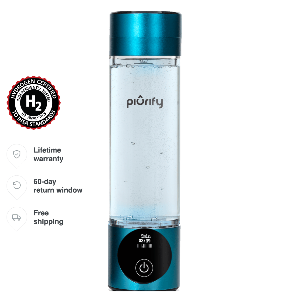 PIURIFY Hydrogenator® Hydrogen Water Bottle - Turquoise - Hydrogen Water Bottle - Piurify