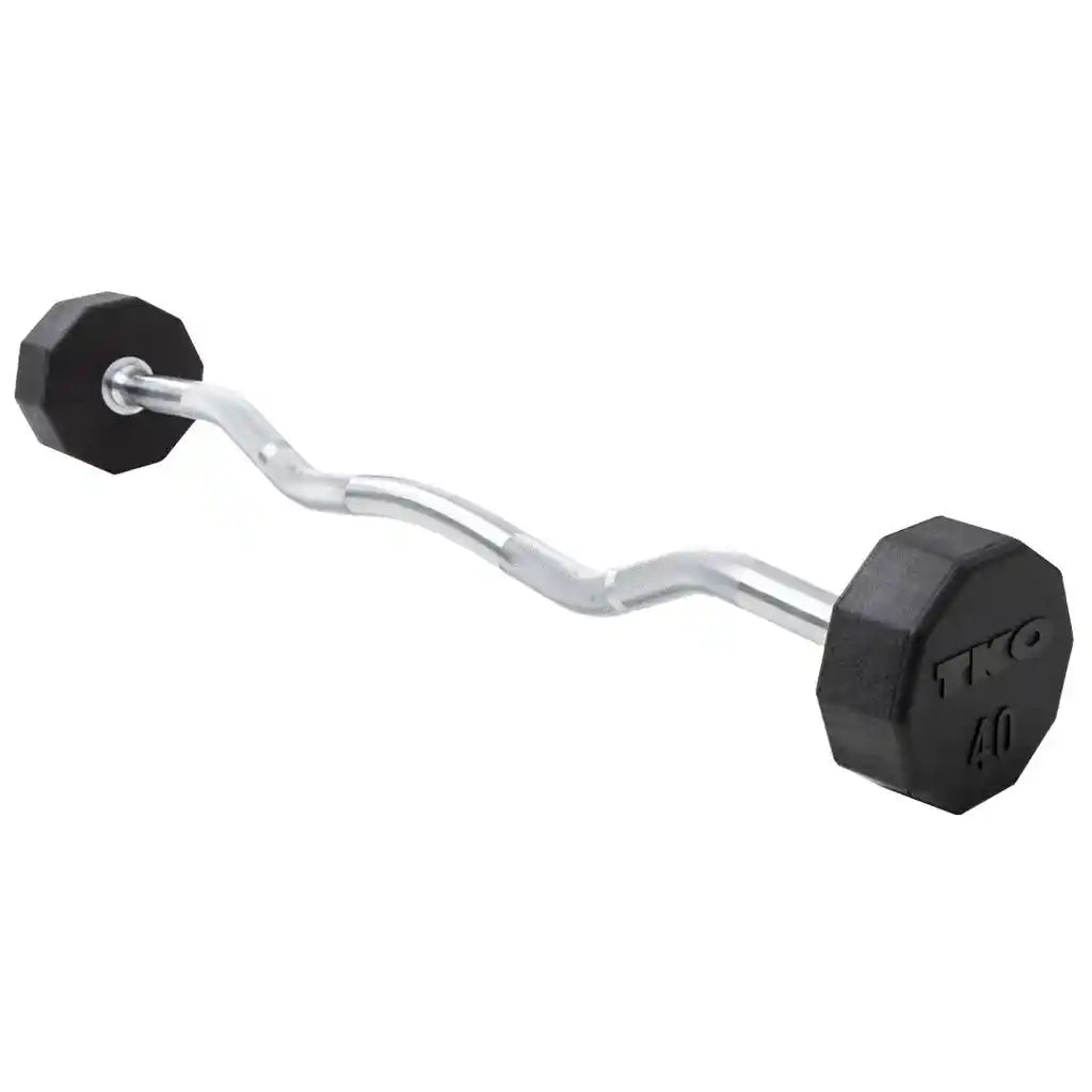 Rubber Fixed Curl Barbell Set | TKO - Fixed Barbell Set - TKO Strength & Performance