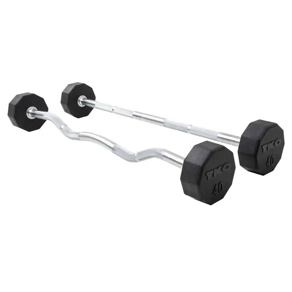 Rubber Fixed Curl Barbell Set | TKO - Fixed Barbell Set - TKO Strength & Performance