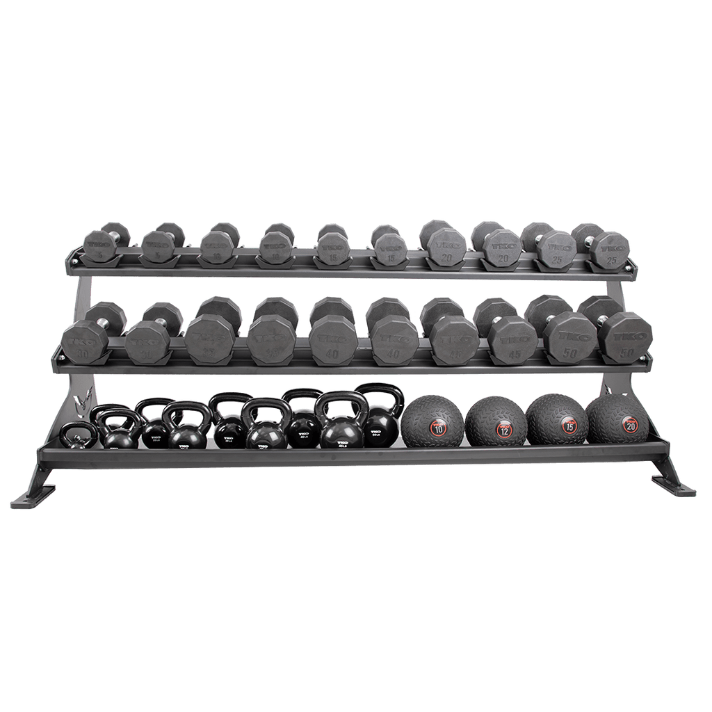 5–150 lb Commercial Dumbbell Set with 3 - Tier Rack | TKO - Dumbbell Set - TKO Strength & Performance