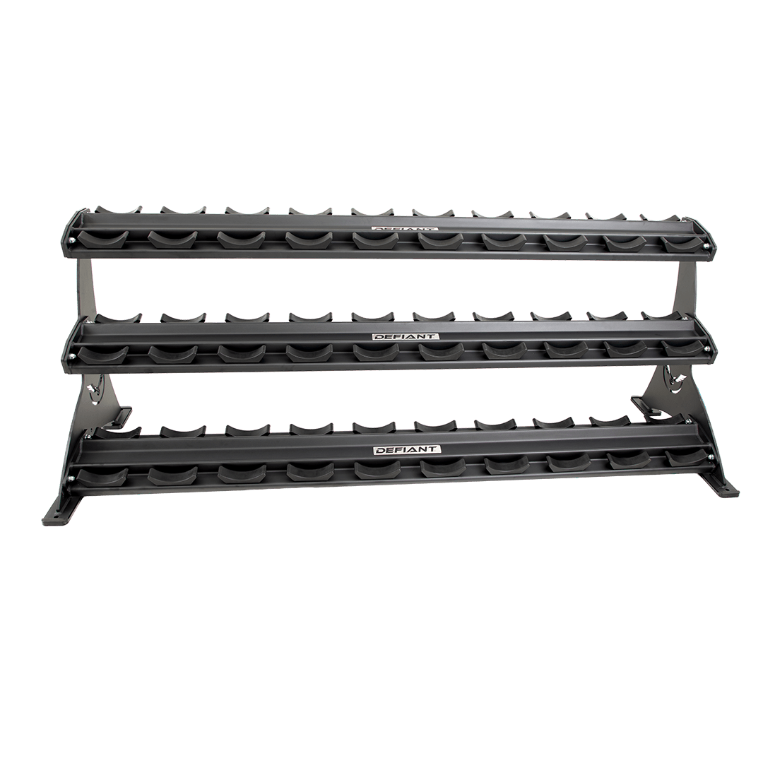 TKO Strength & Performance - TKO 5–150 lb Commercial Dumbbell Set with 3 - Tier Rack - Dumbbell Set