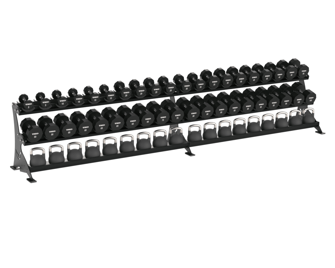 5–150 lb Commercial Dumbbell Set with 3 - Tier Rack | TKO - Dumbbell Set - TKO Strength & Performance