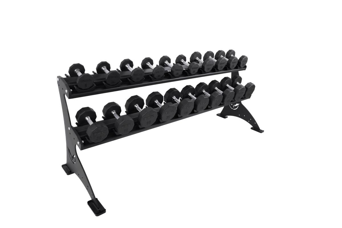 5–150 lb Commercial Dumbbell Set with 2 - Tier Rack | TKO - Dumbbell Set - TKO Strength & Performance