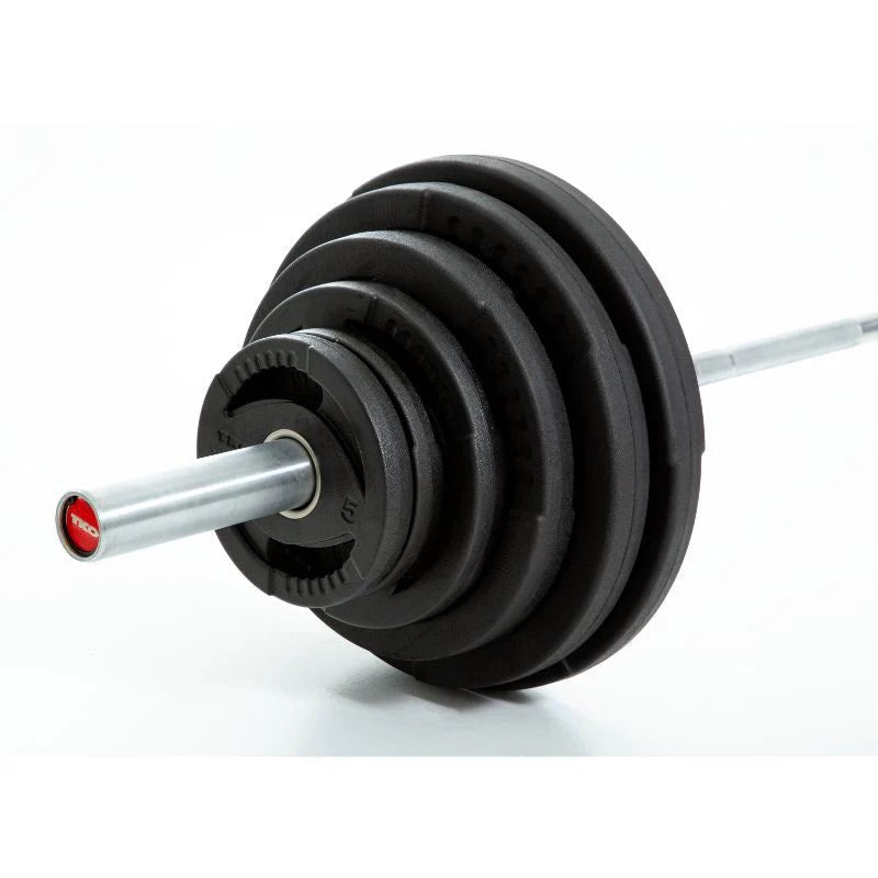 TKO Strength & Performance - TKO 803OR - 300MB Olympic Rubber Grip Plate Set with Power Bar - Full Plate Set with Bar