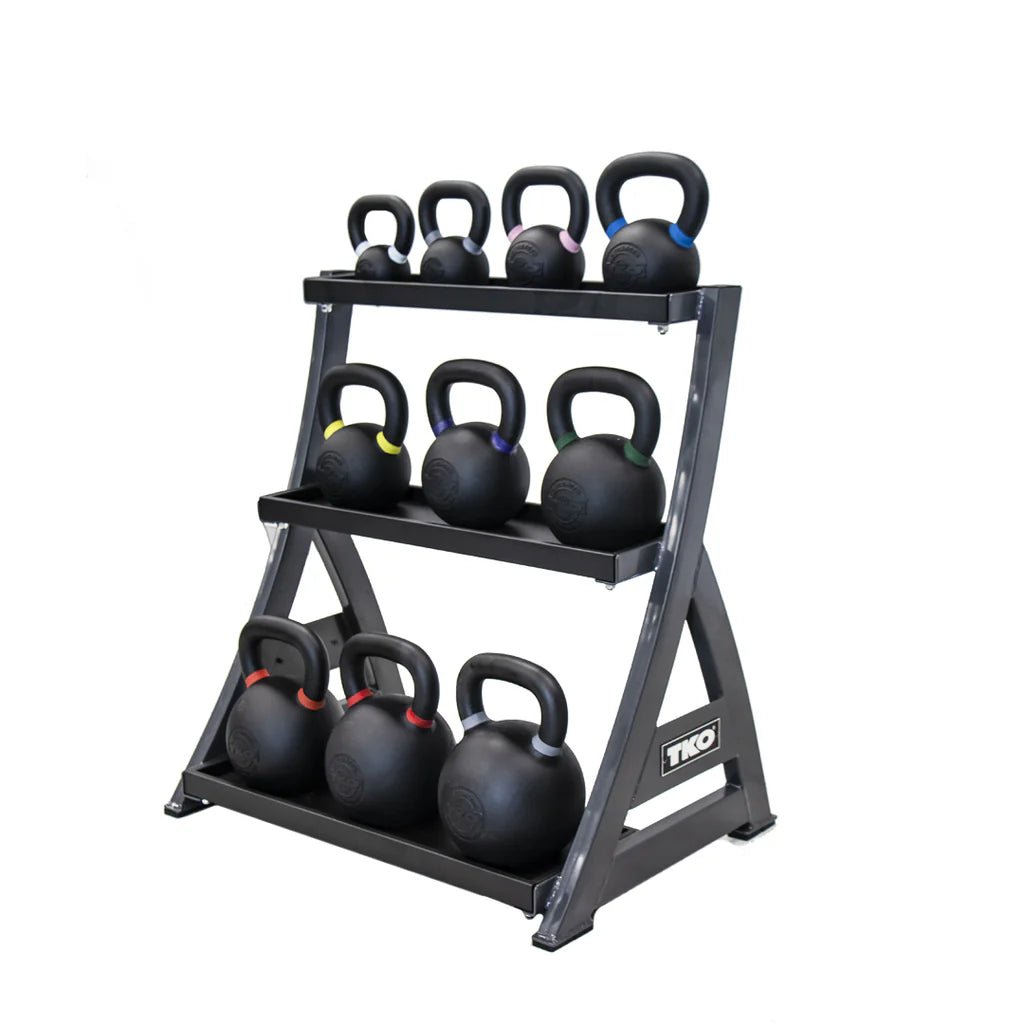 TKO Strength & Performance - TKO 856KR 3 - Tier Kettlebell Rack with Full Kettlebell Set - Kettlebell Set & Rack