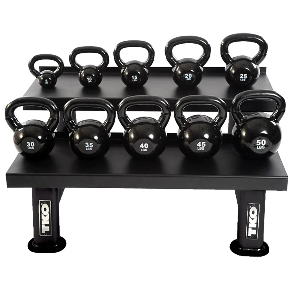 TKO 859KR 2-Tier Kettlebell Rack & Full Kettlebell Set