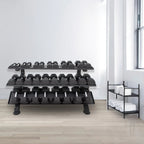 TKO Strength - TKO 890HDR 5–75 lb- Dumbbell Set with Heavy - Gauge 3 - Tier Horizontal Rack | Dumbbell Set - Revive and Lift