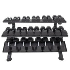 TKO Strength - TKO 890HDR 5–75 lb- Dumbbell Set with Heavy - Gauge 3 - Tier Horizontal Rack | Dumbbell Set - Revive and Lift