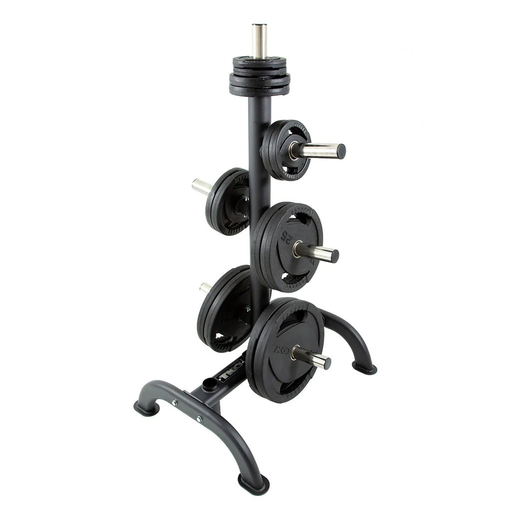 255lb Rubber Olympic Plate Set & Plate Tree | TKO - Weight Plate Storage - TKO Strength & Performance