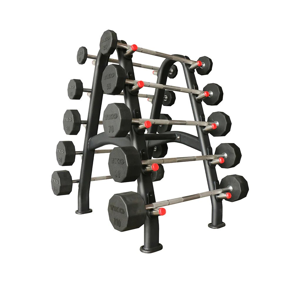 TKO Strength & Performance - TKO S846 Full Barbell Rack with 20–110 lb Fixed Straight or Curl Bar Sets - Fixed Barbell Set