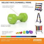 Power Systems Deluxe Vinyl 44 Set Dumbbell Kit with Rack - Dumbbell Set - Power Systems