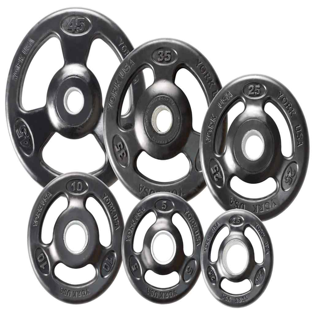 York Barbell - Iso-Grip Rubber Encased Olympic Plate Sets York - Weight Plate Set