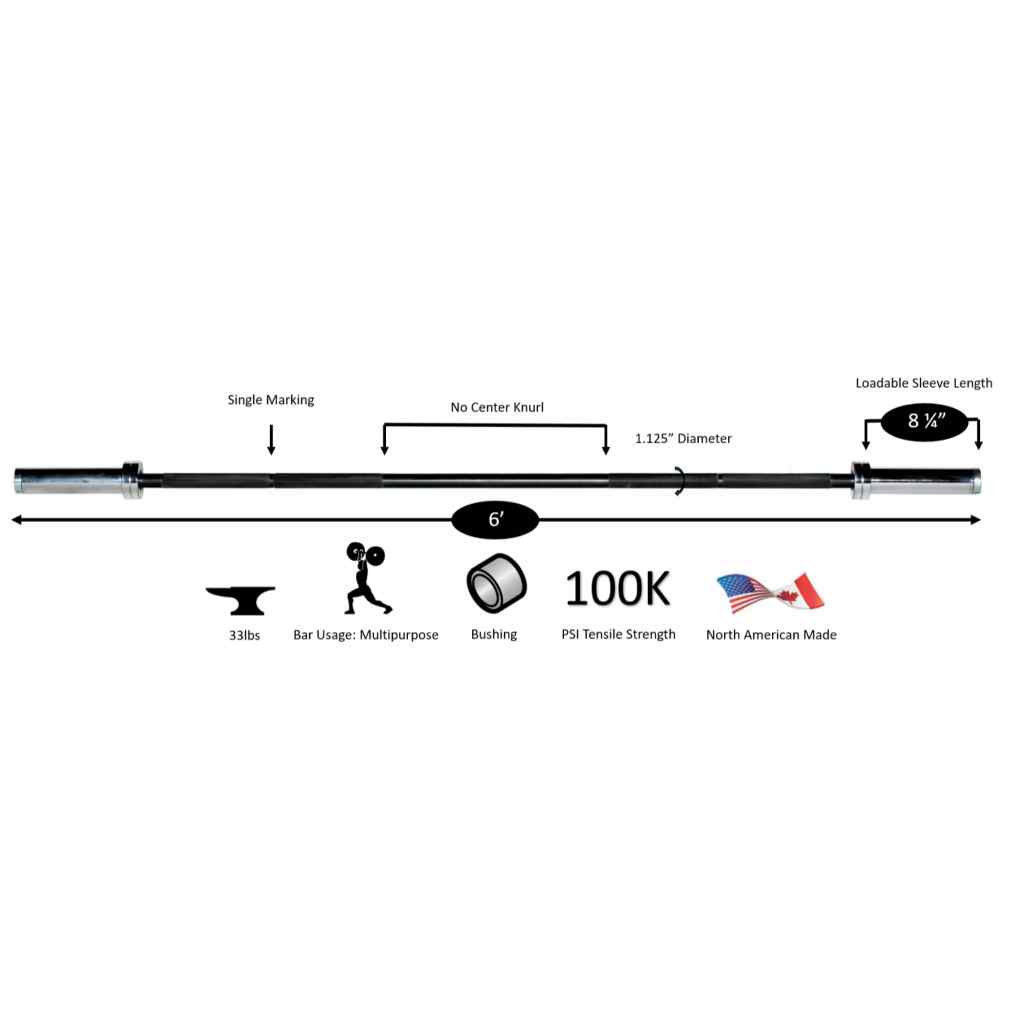 York 6′ International Black Oxide Bar - 30mm - Barbell - York Barbell