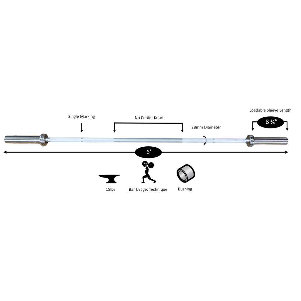 York Aluminum Weight Bar Ultra - Lite 6′ - Barbell - York Barbell