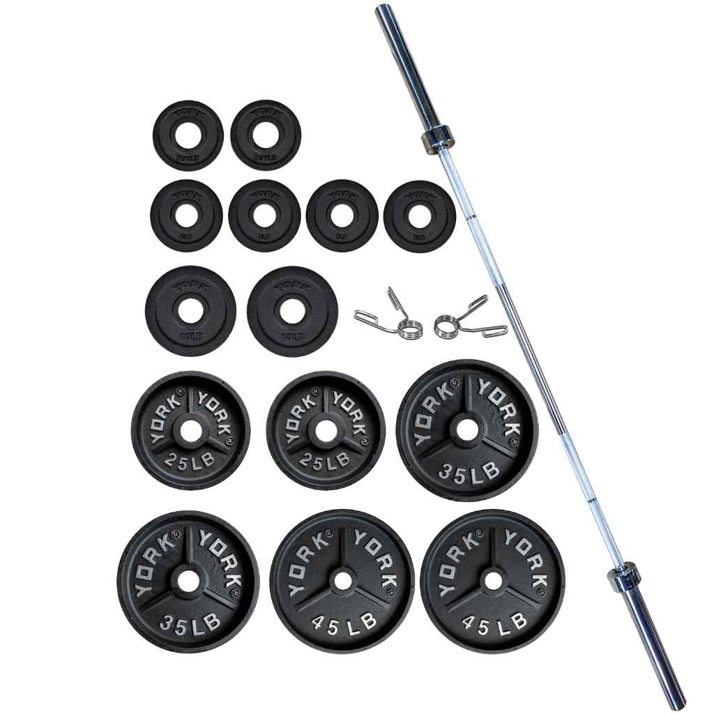 York Barbell Deep Dish Olympic Plate Set 300 lb - Weight Plate Set - York Barbell