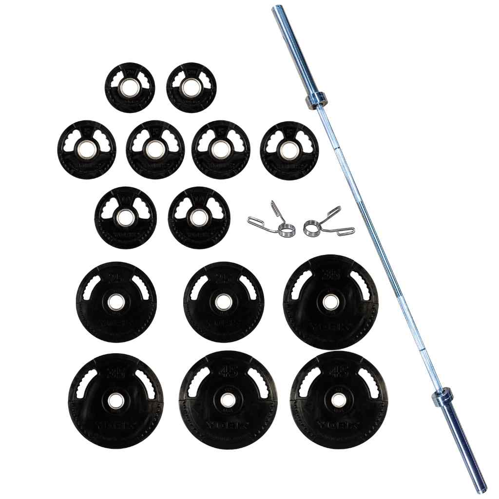 York Barbell - York Barbell G-2 Rubber Olympic Plate Set 300 lb - Weight Plate Set