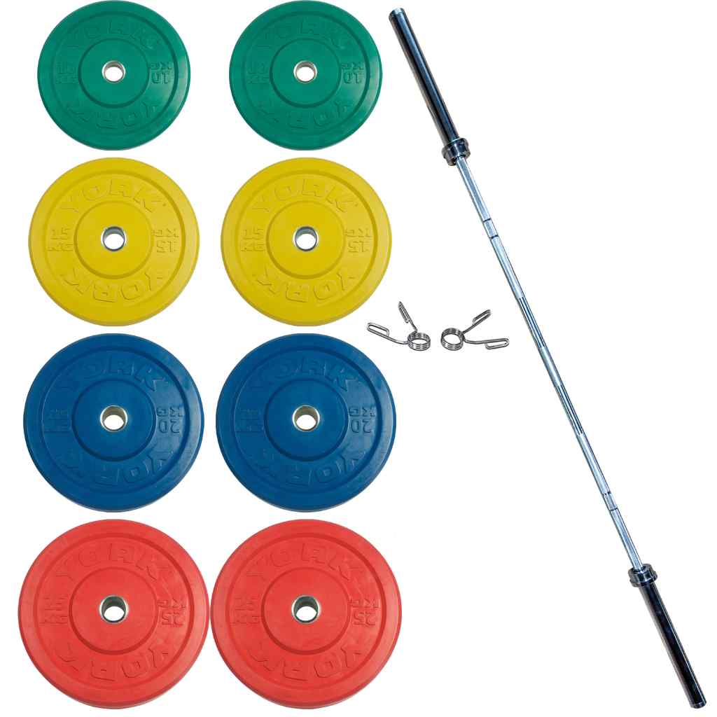 York Colored Rubber Bumper Plate Set 160 kg - Weight Plate Set - York Barbell