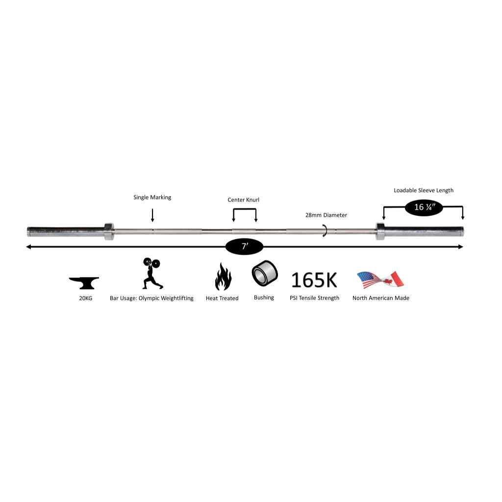 York Elite Olympic Stainless Steel Training Bar - Barbell - York Barbell