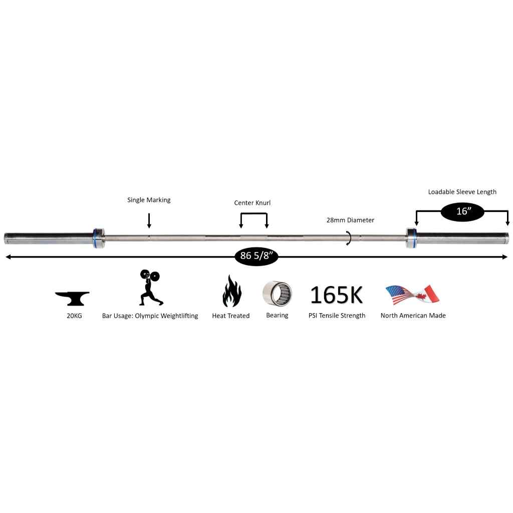 York Elite Olympic Stainless Steel Weight Bar - Barbell - York Barbell