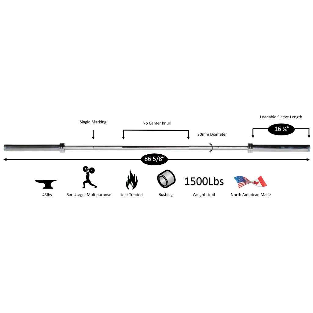 York International Chrome Olympic Bar 7′ - 30mm - Barbell - York Barbell