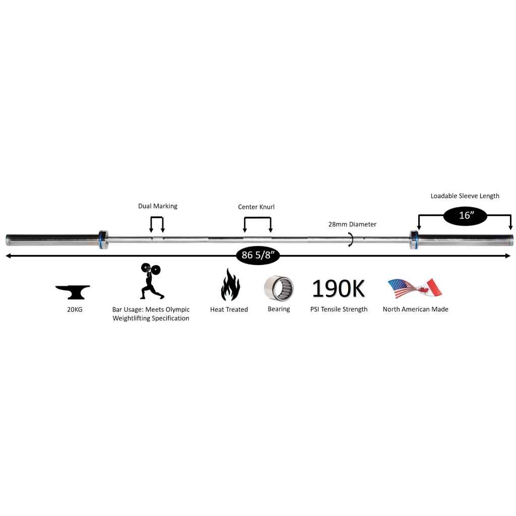 York Olympic Competition Weight Bar 20kg - Barbell - York Barbell