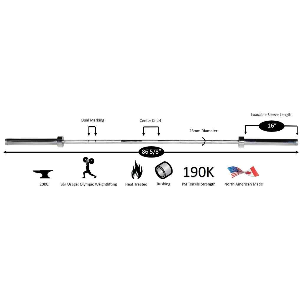 York Olympic Training Weight Bar 20kg - Barbell - York Barbell