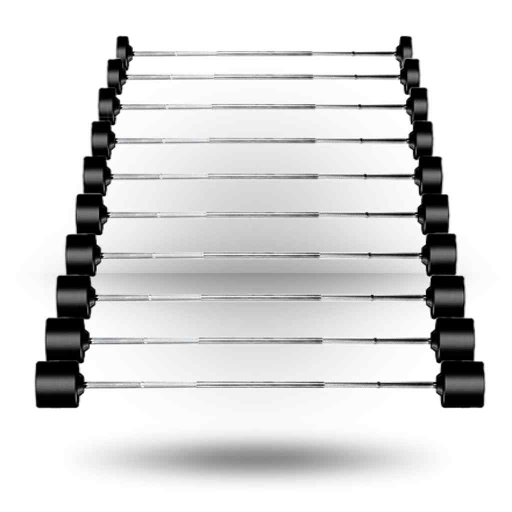 York Barbell - York Rubber Fixed Straight Barbell Set 20–110 lb - Fixed Barbell Set